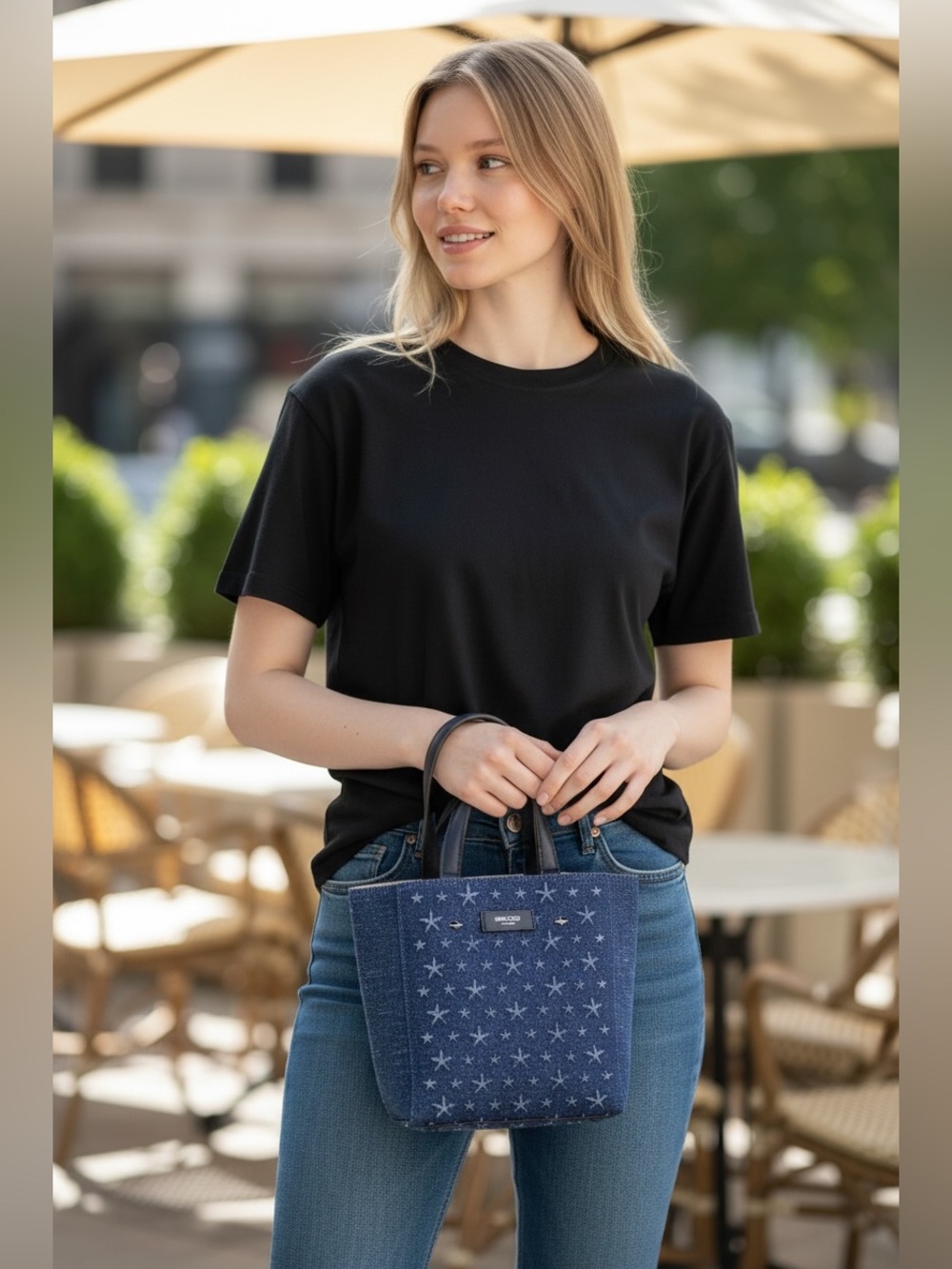 Jimmy Choo Denim Tote in Navy and Black
Jimmy Choo Lenny denim tote bag - Picture 14 of 14